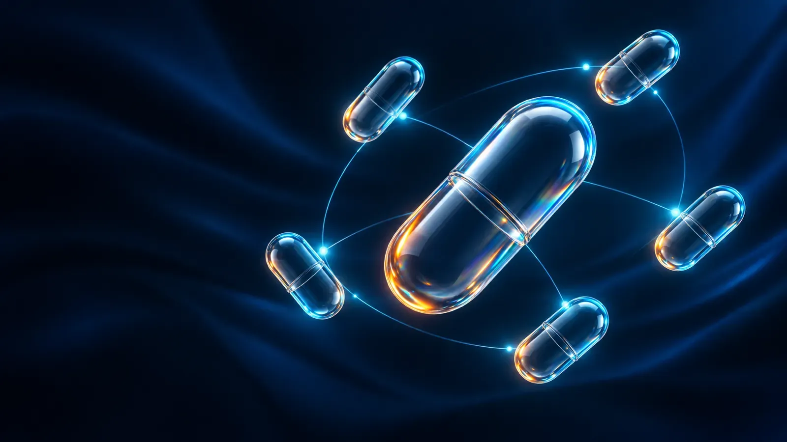 ROISense glass capsule surrounded by small capsules