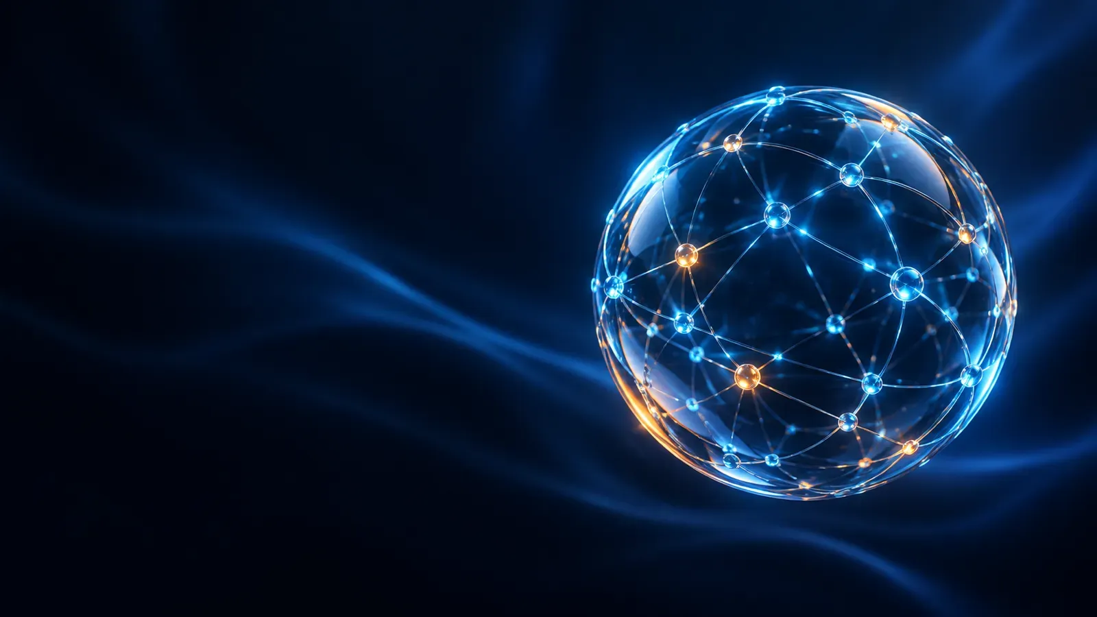 Glass sphere with a network of data points