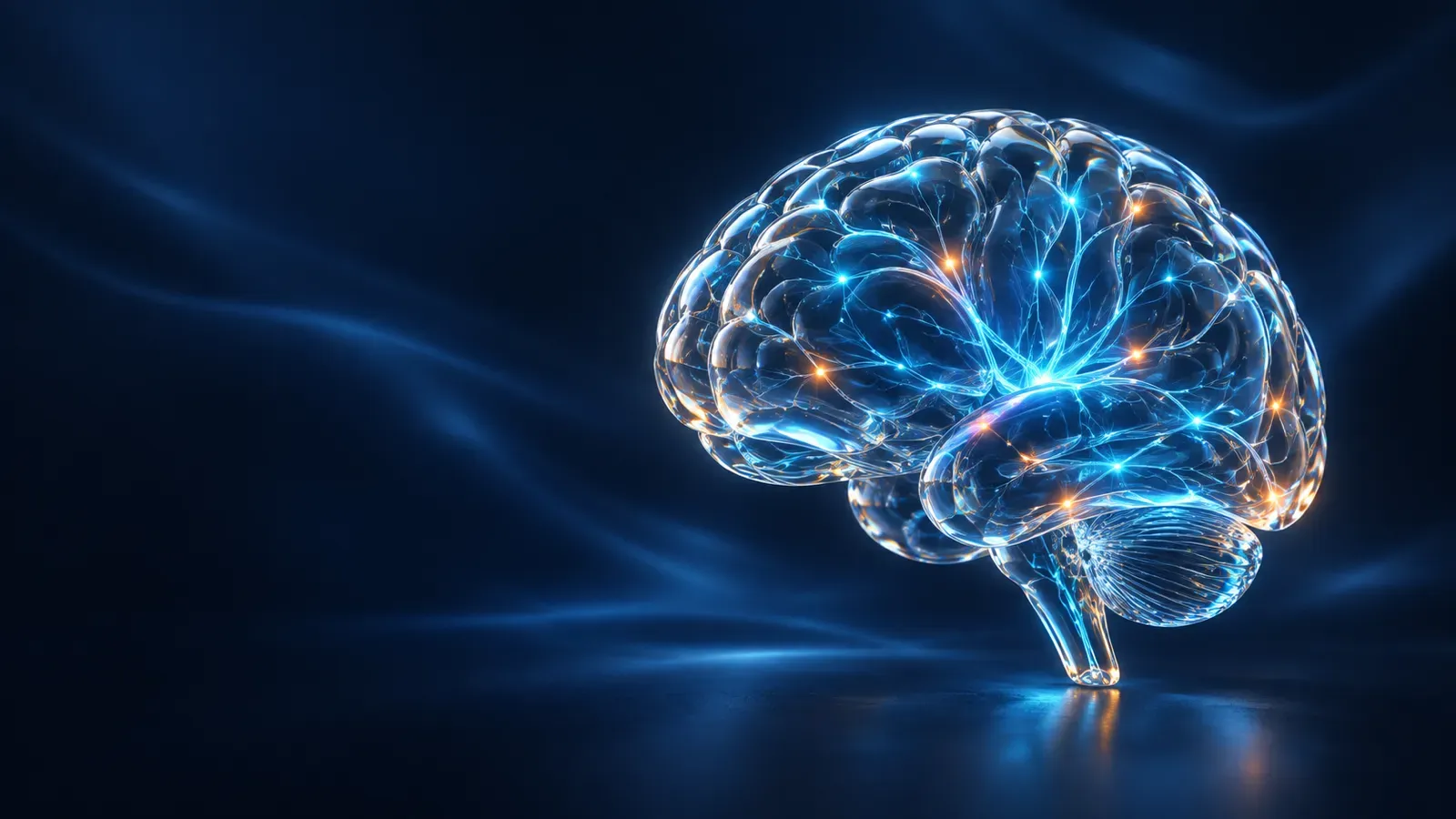 Glass brain with connections of light